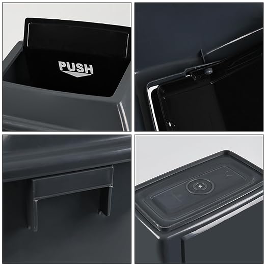 4 Packs 13 Gallon Commercial Heavy-Duty Trash/Garbage Can, Swing Lid Waste Container for Home/Garage/Kitchen/Outdoor/Driveway