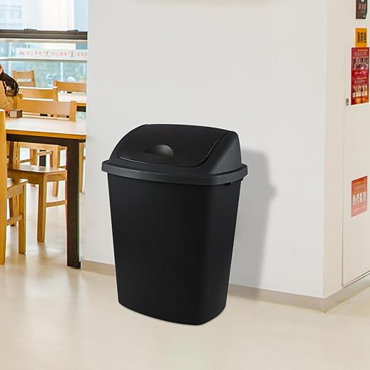 Zopnny 4-Pack 18 Gallon Tall Kitchen Swing Top Garbage Can, Plastic Swing Top Lid Trash Can, Black