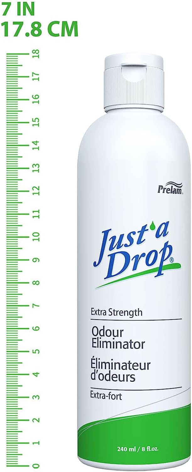 Prelam Just a Drop Odor Eliminator - Long-Lasting and Eco-Friendly Formula - Leaves Bathroom Smelling Clean and Fresh - Fits into Your Pocket or Purse - Easy To Use - Extra Strength - 8 oz Drops