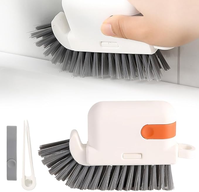 3 in 1 Groove Cleaning Brush, 2025 New Multifunction Window Track Cleaner Brush, Hanging Hard Bristle Cleaner Brushes for Kitchen (Orange)