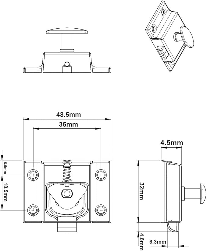 QCAA Oval Turn Cabinet Latch, for Cupboard & Other Furniture, Small, Brass Plated, 8 Pack