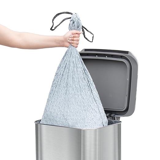 Glad Stainless Steel Step Trash Can, Series 2 with Clorox Protection - Large Metal Kitchen Garbage Bin with Soft Close Lid, Foot Pedal and Waste Bag Roll Holder, 20 Gallon