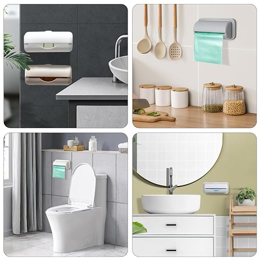 Cabilock 3Pcs Wall-Mounted Trash Bag Storage Box Adhesive Garbage Bag Containers with Easy for Kitchen and Bathroom Organization