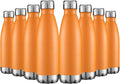 HASLE OUTFITTERS 17oz Stainless Steel Water Bottles Bulk, Vacuum Insulated Water Bottles Double Walled Powder Coated Reusable Metal Sports Water Bottles Keep Drinks Hot and Cold, Orange, 8Packs