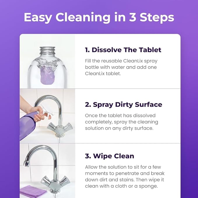 Cleaning Spray with Concentrated Cleaning Tablets, Cleaner for Instant Stain Removal, Multi Purpose Cleaning Spray for Every Stain (1, 1 spray bottle+6 tablet)