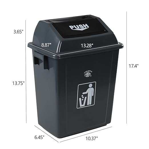 4-Pack 8 Gallon Kitchen Trash Can with Swing Lid, Plastic Kitchen Garbage Can, Gray