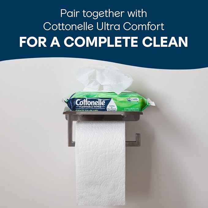 Cottonelle GentlePlus Flushable Wet Wipes with Aloe & Vitamin E, 6 Flip-Top Packs, 42 Wipes Per Pack (252 Total Wipes), Packaging May Vary