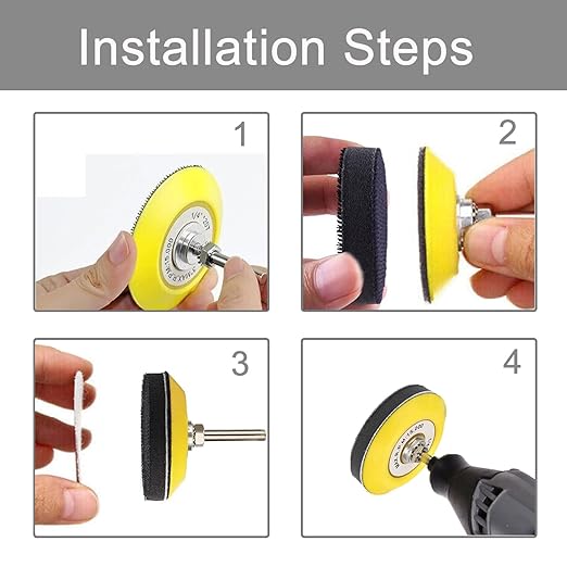 3 Inch Sanding Disc Drill Polishing Kit Sanding Attachment, 150 Pcs Wet Dry Car Headlight Restoration Kit Hook and Loop Sandpaper with 1/4" Shank, Backing Pads, Interface Pads and Polishing Pads