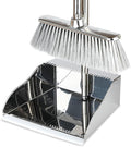 Broom and Dustpan Set,Soft Bristles Indoor Kitchen Broom with Stainless Steel Dustpan ，Metal Dust Pan，Silvery White, Suitable for Ceramic Tiles, Solid Wood, Composite Flooring