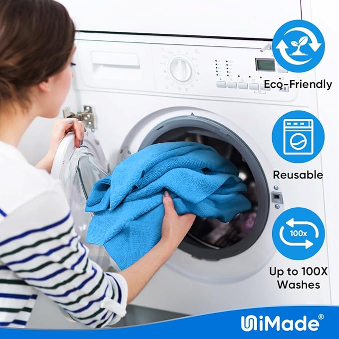 Shop Towel Rag, 200 Pack Reusable Rags Bulk Microfiber Cleaning Cloth Lint Free Towels for Car Kitchen Automotive Bar Mechanic Restaurant Garage, 11.5"x 11.5", Blue