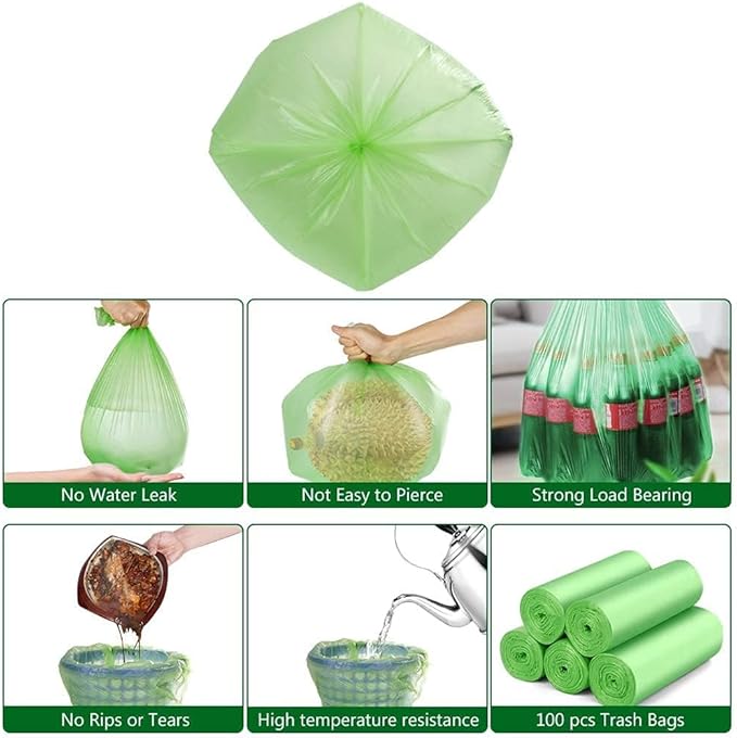 Small Trash Bags 1.2 Gallon (5L) - 120 Counts Garbage Bags, Unscented Compost Bags for Bathroom, Office & Dorm
