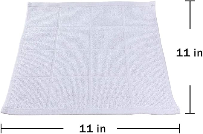 Glynniss Dishcloths Kitchen Highly Absorbent Dish Rags 100% Cotton Dish Cloths for Washing Dishes, Cleaning (11 x 11 Inches, 24 pcs, White)