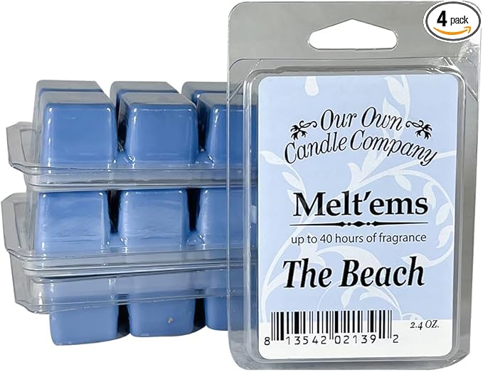 Our Own Candle Company Premium Wax Melt, The Beach Scent, 6 Cubes, 2.4 oz (4 Pack)