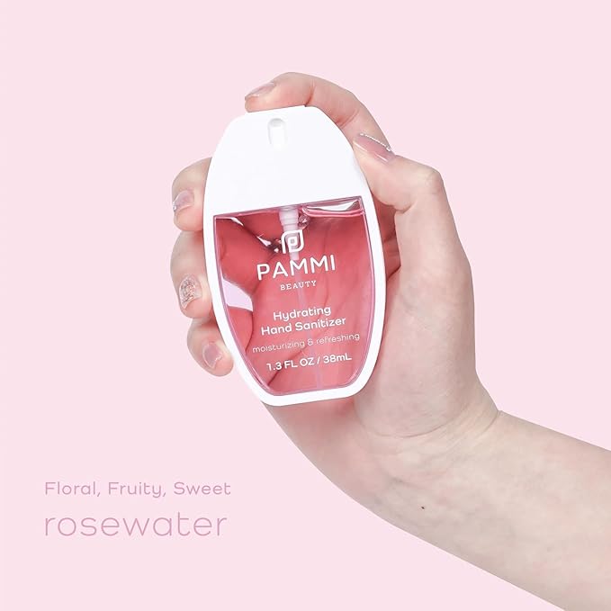 PAMMI Power Mist Hydrating Hand Sanitizer Spray, Portable Travel Size Pocket Hand Sanitizer, Scented Handsanitizer Mini Spray For Car - 600 Sprays (3 Packs (Mango, Guava. Lychee))