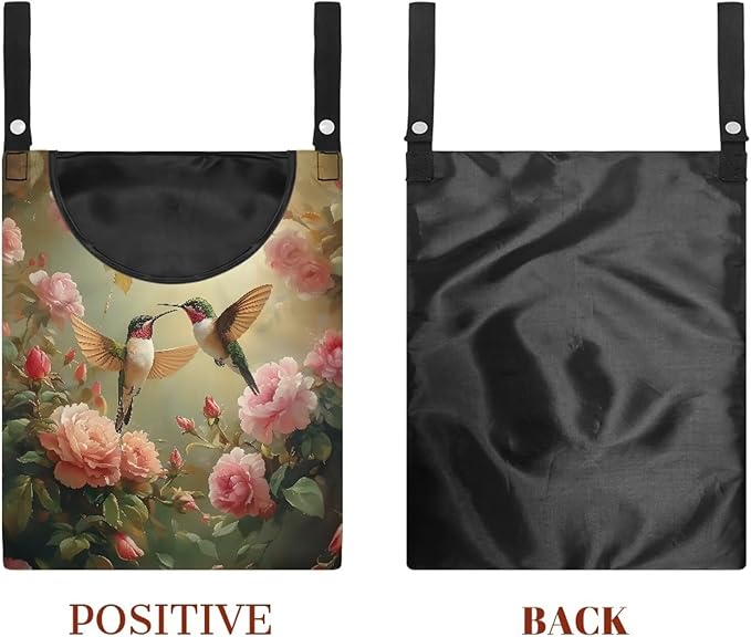 Clothespin Bag, Laundry Hanging Bag Fits Clothes Lines for Hanging Clothes Outside Balcony Bathroom Corridor Yard - Hummingbird Pattern