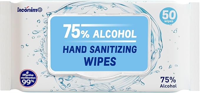 Advanced Large 75% Alcohol Hand Sanitizing Wipes, 4 Packs of 50 (200 Wipes) - Plus 20 Travel Packs - (Each Wipe Size 6" x 8")