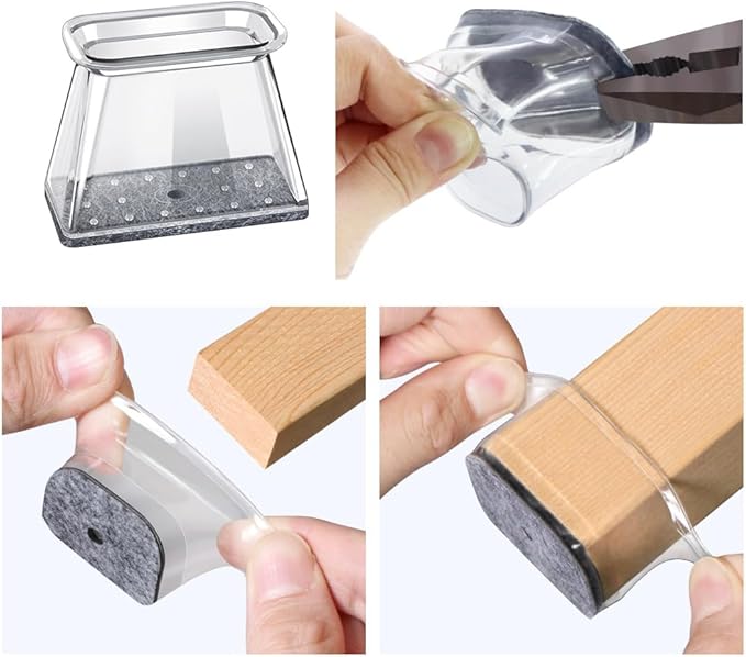 BUMACO Chair Leg Floor Protectors Rectangle Chair Leg Protectors for Hardwood Floors Silicone Pads Covers to Protect Floors(Clear-20 Pcs, Rectangle L Fit (Perimeter: 5"~5-7/8")