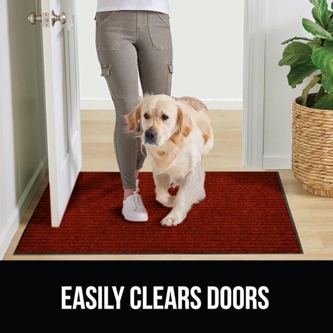 GORILLA GRIP Traffic Guard Door Mat, 2 Pack, Heavy Duty Waterproof Doormat, Commercial Office Space Welcome Mats, Stain and Fade Resistant, Low Profile, Strong Rubber Backing, 35x23, Red