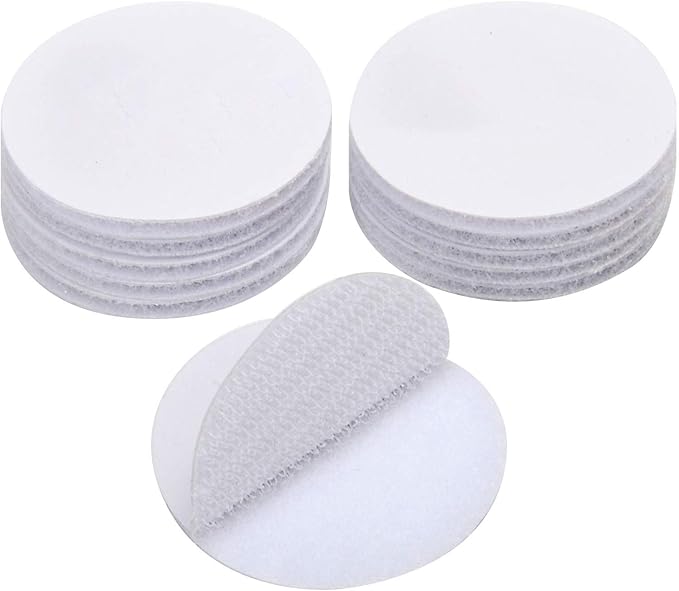 BRAVESHINE Hook and Loop Fasteners - 12 Sets Strong Adhesive Double Sided Wall Tape Sticky-Back Tapes for Craft Envelopes Bags - Industrial-Strength Mounting Fasteners- Round 1.5Inch, White Tapes