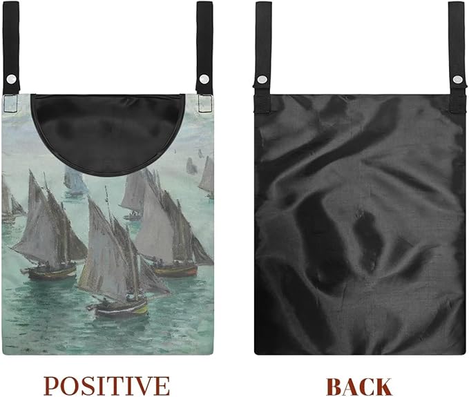 Monet Oil Painting Outdoor Clothespin Bag - Industrial Strength Windproof Storage Organizer - Heavy Duty Polyester Construction with Oversized Capacity Sailboats at Sainte - Adresse