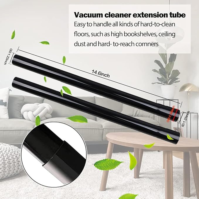1 1/4" Vacuum Attachments Extension Wand for Shop Vac Accessories Replacement Tubes Extend to 14.6 Inch Long (3 PCS)