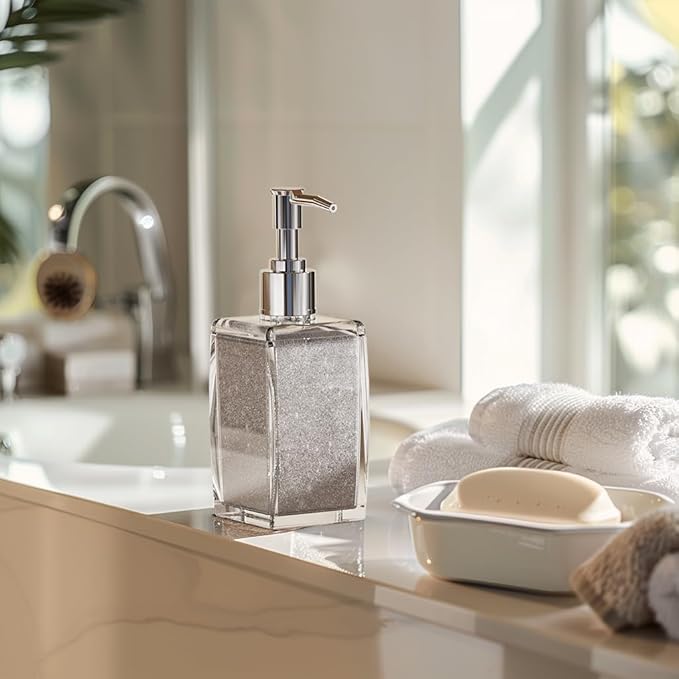 White Soap Dispenser with Refillable Plastic Pump for Bathroom Sink or Kitchen Counter, Ideal for Hand Soap, Liquid Soap, Dish Soap, or Lotion Use