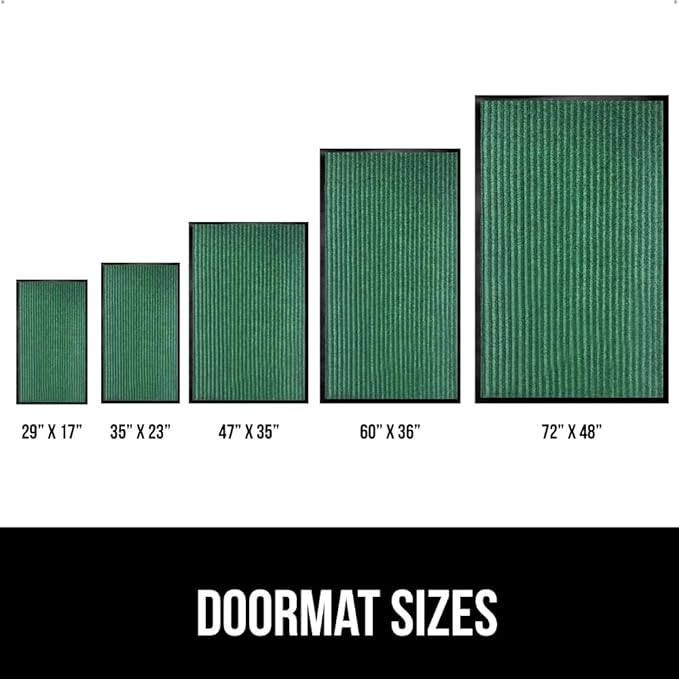 GORILLA GRIP Traffic Guard Door Mat, Heavy Duty Welcome Mats, Commercial Office Space Doormat, Waterproof, Fade Resistant, Strong Rubber Backing, Low Profile, Shoe and Boot Scraper, 29x17, Green