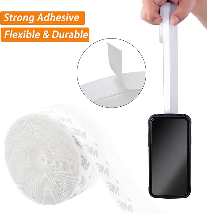 39.37 Ft Door Weather Stripping Door Seal Strip Tape,Silicone Door Draft Stopper,Self Adhesive Shower Door Bottom Seal and Door Insulation Strip for Door Frame Windows and Glass Gaps (3 Rolls)