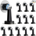 Shackcom Magnetic Door Stop 12 Pack Stainless Steel Door Holders to Keep Door Open Self-Adhesive Tape, Screws for Stronger Wall & Floor Mount for Bedroom Bathroom Kitchen Home Office(Black)