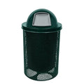COATEDOUTDOORFURNITURE Coated Outdoor Furniture 32-Gallon Heavy-Duty Punched Steel Round Trash Receptacle, Commercial Outdoor Waste Bin with Liner & Dome Lid – Made in America (Textured Dark Green)