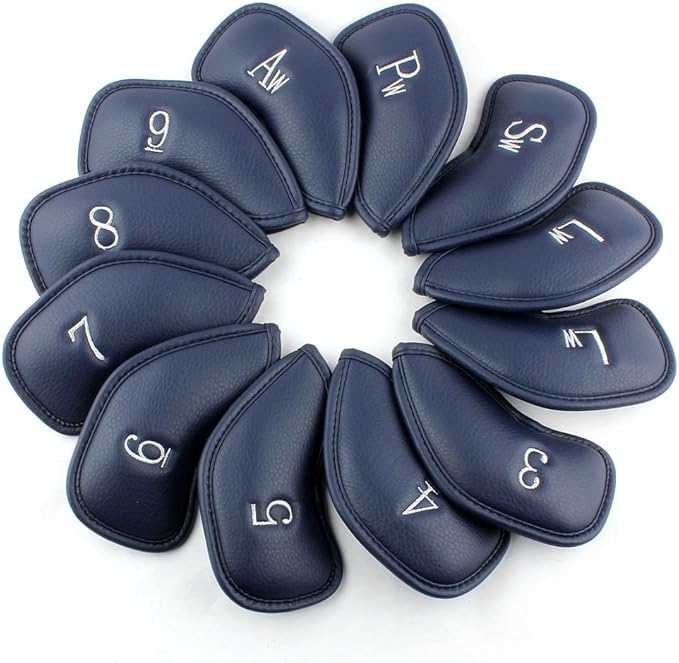 CRAFTSMAN GOLF 12pcs or 1pc Thick Synthetic Leather Golf Iron Head Covers Set Headcover Fit All Brands Callaway Ping Taylormade Cobra Etc. Also Custom Name