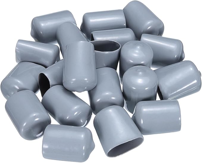 uxcell 20pcs Rubber End Caps 19mm(3/4") ID Vinyl PVC Round Tube Bolt Cap Cover Screw Thread Protectors Grey
