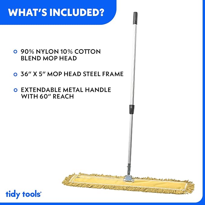36 Inch Yellow Commercial Dust Mop & Floor Sweeper with Extendable Handle – Mop for Hardwood, Tile, and Concrete Floor Cleaning
