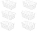 16inch Freezer Wire Storage Organizer Baskets, Household Refrigerator Bins with Built-in Handles for Cabinet, Pantry, Closet