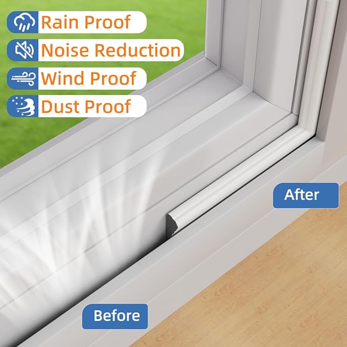 Wedge-Shape Window Weather Stripping Door Frame Seal Strip 118” White,Upgrade Black Foam,Soundproofing,Draft Stopper,Winter Insulation,Noise Blocker, Gap Filler for Exterior Front Door Side