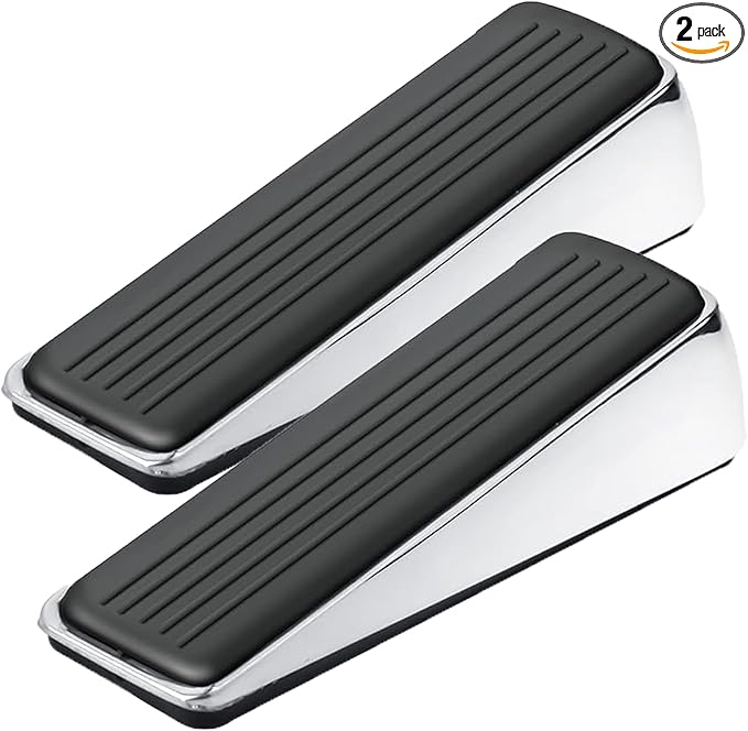 Strongest Door Stopper for Bottom of Door, Heavy Duty Door Stop Wedge Made of Premium Quality Zinc and Rubber Suits Any Heavy Door Any Smooth Floor