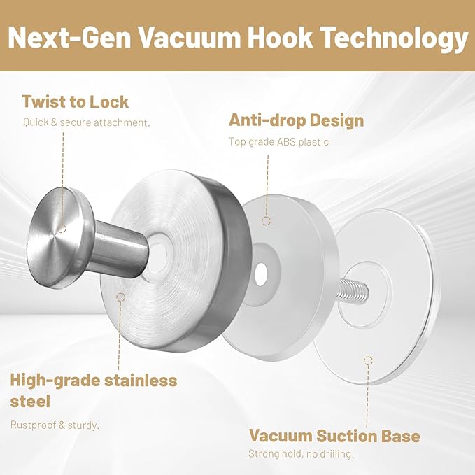 4 Pcs Suction Cup Hooks，No-Drill Suction Cup Hooks， Removable Hook，Towel Hook，Suction Hook for Shower,Bathroom, Bedroom, Glass Window