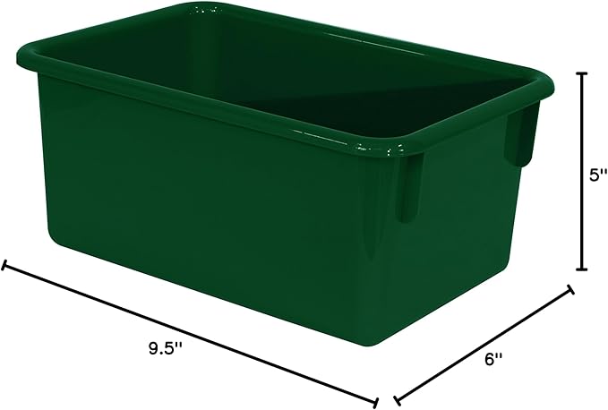 Wood Designs Cubby Storage Bin, Heavy Duty Plastic Containers for Kids Green Cubby Tray Set of 12
