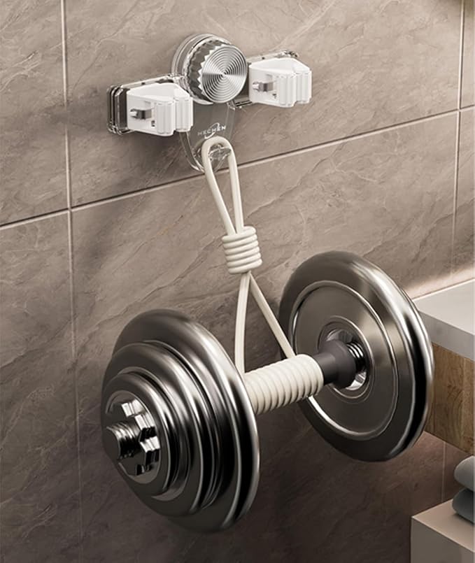 Mop and Broom Holder Wall Mount, No Punching Required Broom and Mop Organizer Wall Hanging with Hooks for Bathroom, Laundry Room, Garage, Kitchen,Garden Tool Organizer Storage (2pcs Gray)