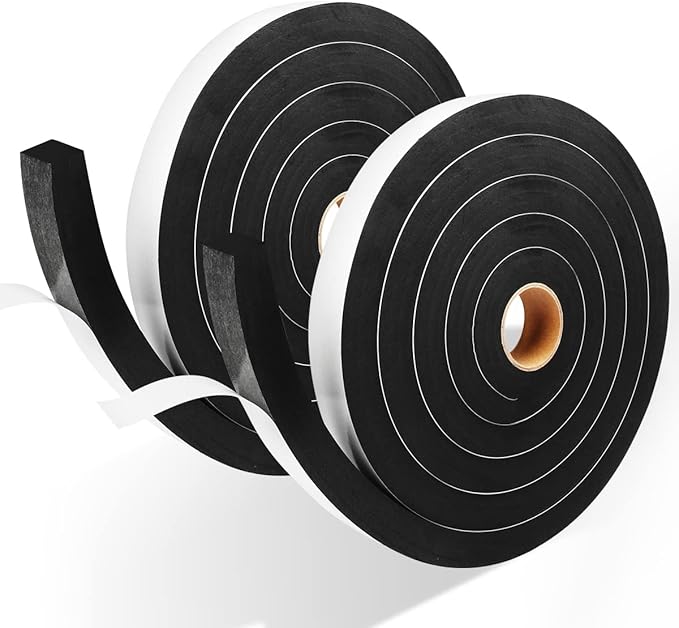 2 Rolls Foam Tape Weather Stripping Door Seal, 1'' W x 3/4'' T High Density Seal Strip, Adhesive Closed Cell Weather Strip Total 16.5 Feet Long…