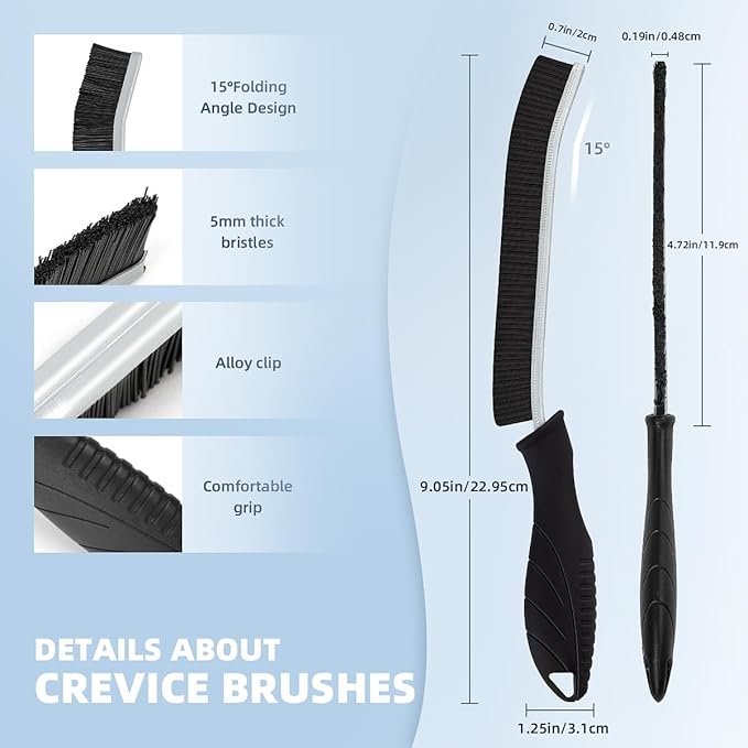 Hard Bristle Crevice Cleaning Brush-Thin Gap Scrub Brush, Small Cleaning Brush, Grout Brush, Kitchen Brush, Cleaning Tools for Toilet, Bathroom, Sink, Home, Household, Window (6, Lichen Blue)