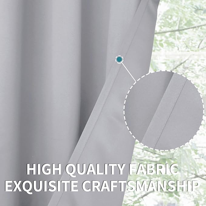 BGment Light Grey Blackout Curtains 48 Inch Length for Bedroom - Short Thermal Insulated Window Drapes with Rod Pocket Room Darkening Privacy for Kitchen Living Room, 42 x 48 Inch, 2 Panels