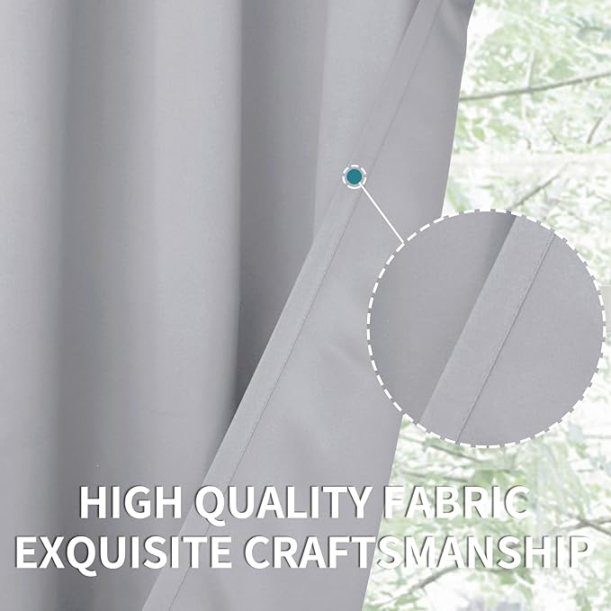 BGment Short Room Darkening Curtains 40 Inches Long for Kitchen - Rod Pocket Thermal Insulated Blackout Curtain Drapes for Small Bedroom Window, 42 x 40 Inch, 2 Panels, Light Grey