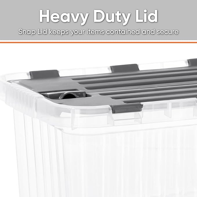 Superio Storage Bins with Lids, Clear Plastic Containers for Organizing, Stackable Totes, BPA Free, Odor Free, Organizer Boxes for Home, and Dorm (2 Pack, 20.25"x14"x10.5")