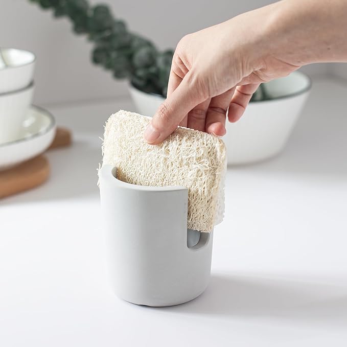 Selegna Diatomite Sponge Holder - Quick Dry Kitchen Sink Organizer - Fast Absorbing Stone Drying Caddy -Dish Sponge Holder for Kitchen Sink, Diatomaceous Earth Sponge Holder (Brown, Large)