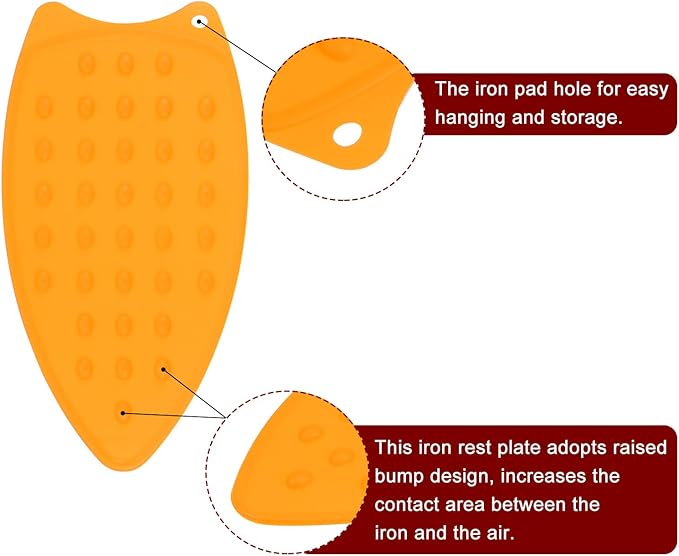 HARFINGTON Silicone Iron Rest Pad, Multipurpose Iron Hot Resistant Mat Iron Rest Plate for Ironing Board Hot Heat Resistant Steam Compact Mat, Orange