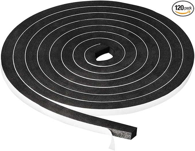 Window Foam Seal Tape 1/2Inch Wide X 1/2Inch Thick, High Density Self Adhesive Weather Stripping Insulation Door Foam Tape,10 Feet Long