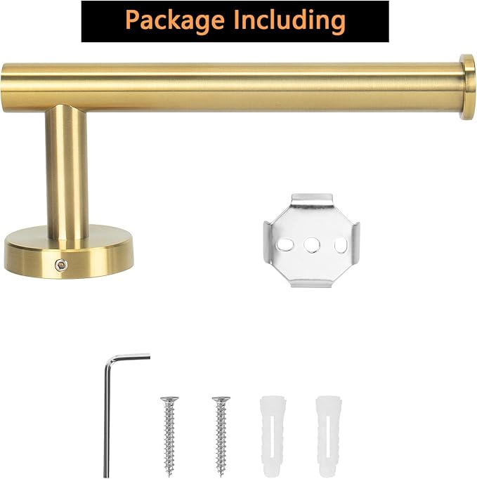 NearMoon Bathroom Toilet Paper Holder, Premium SUS304 Stainless Steel Rustproof Wall Mounted Toilet Roll Holder for Bathroom, Kitchen, Washroom (1 Pack, Brushed Gold)