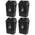 4-Pack 13 Gallon Plastic Swing Top Kitchen Trash Can, Garbage Bin with Lid