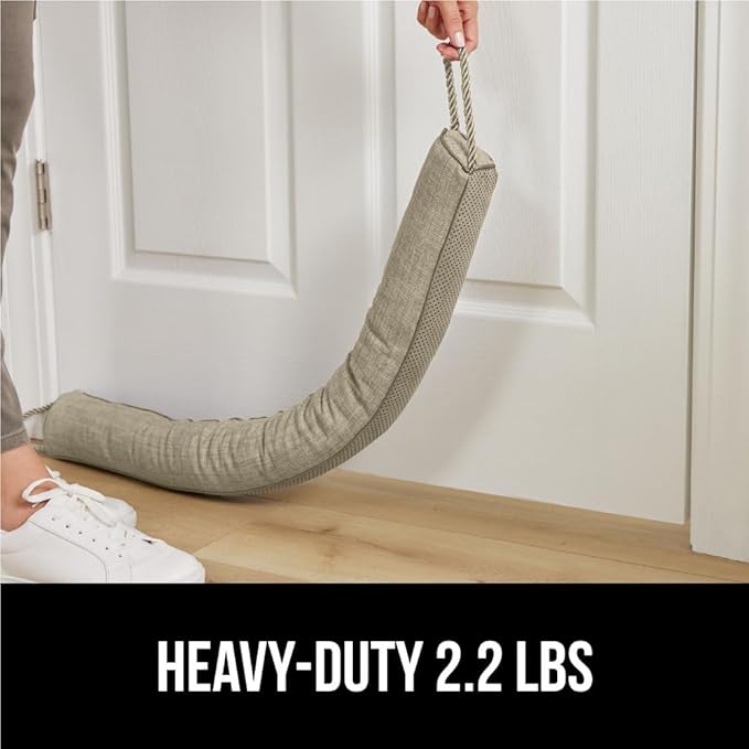GORILLA GRIP Door Draft Stopper for Bottom of Doors, Weather Stripping Seal Blocks Hot Air, Noise, Bugs, Keeps Cold AC in, Sound Proofing Easy Install Gap Filler, Home Essentials, 34 Inch, Beige